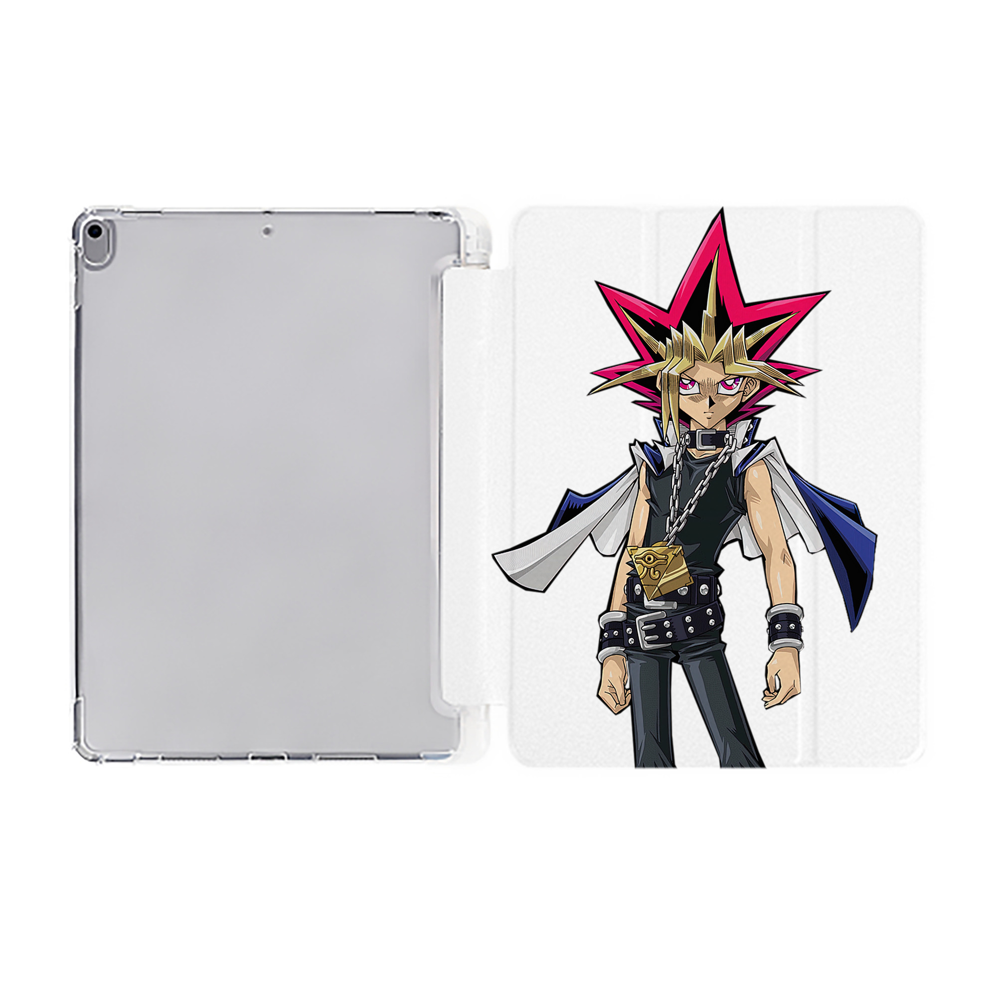 （画像用） 遊☆戯☆王 Yu-Gi-Oh! IPad ケース ペン収納付き 三つ折りスタンド PUレザー×シリコン 対応機種9.5/10.5/10.9インチ